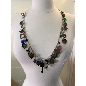 Anne Koplix Design Enchanting Heart Charm‎ Necklace 30" Made In USA